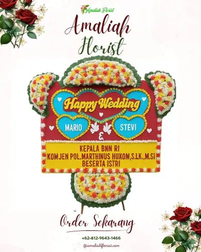 Karangan Papan Bunga Pernikahan di Kapetakan
